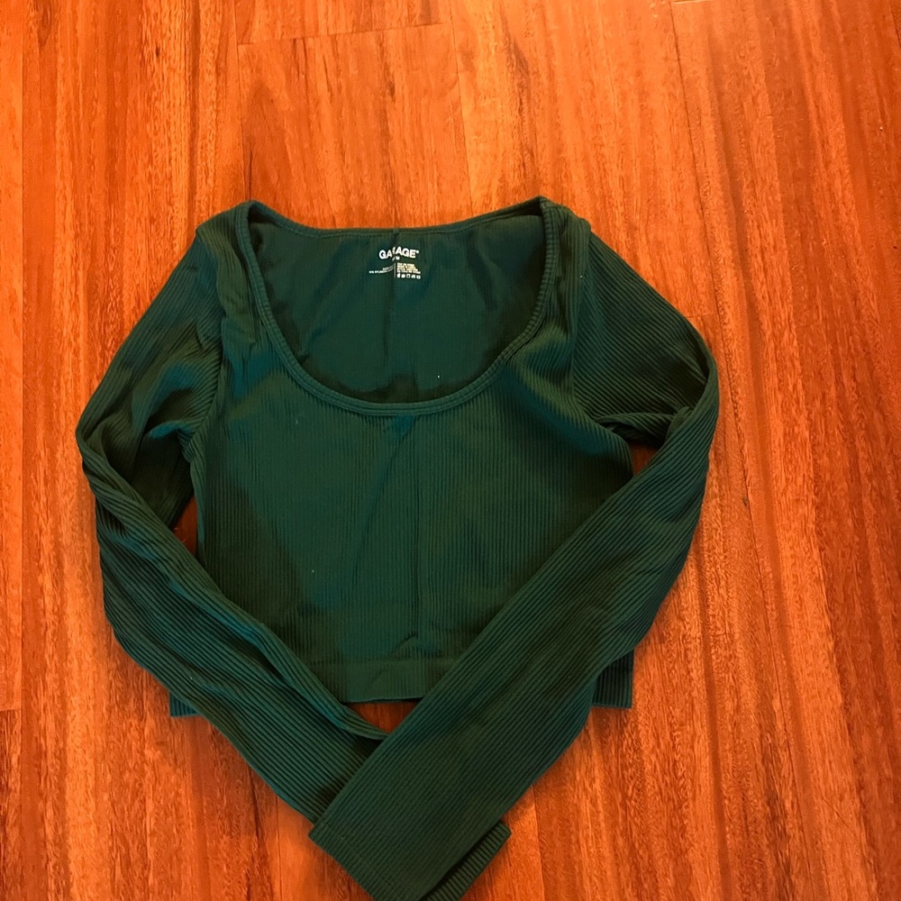 Garage Deep Green Ribbed Top